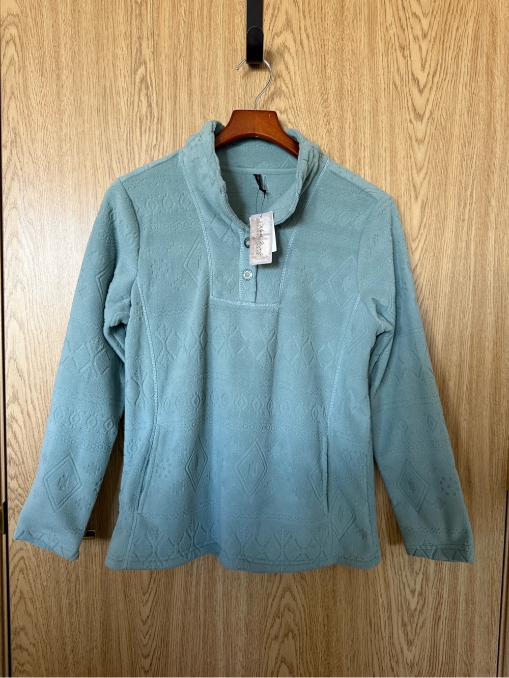 New North River Outfitters Abyss Native Light Teal Fleece Pullover Sweater